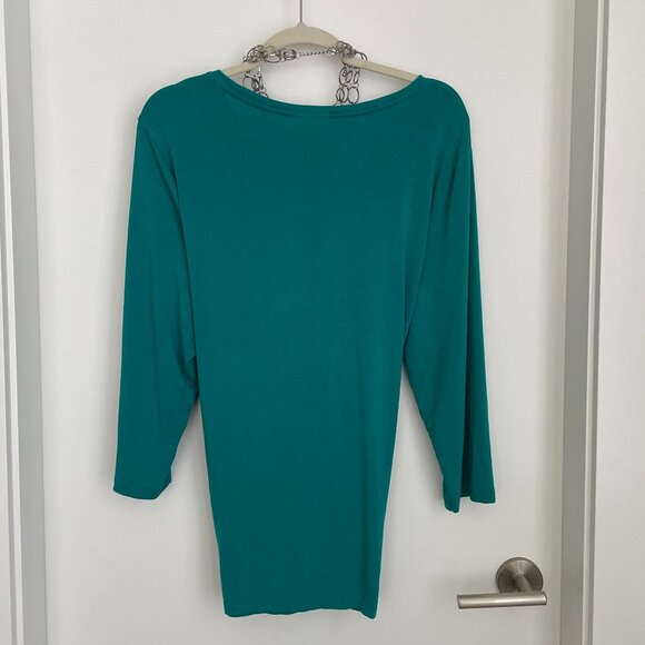 Silver Studded Round Neck Embellished T-Shirt 3/4 Sleeve Green… - Picture 4 of 4